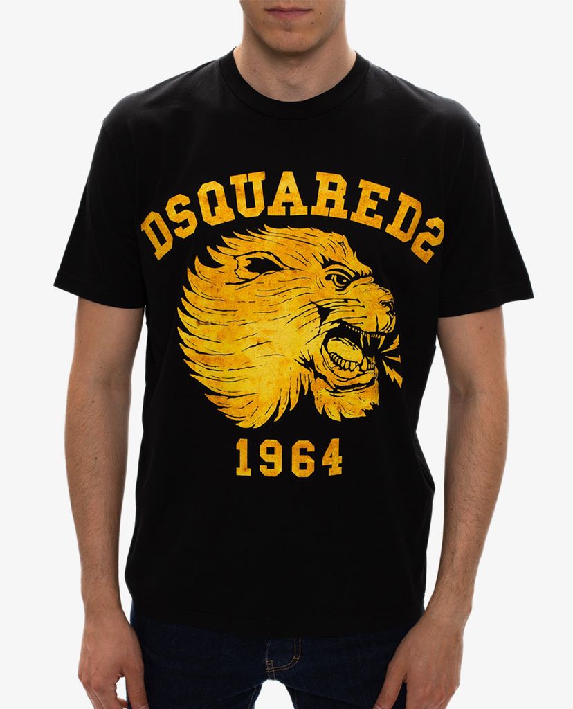 DSQUARED2 - Áo thun cổ thuyền tay ngắn Lion Print