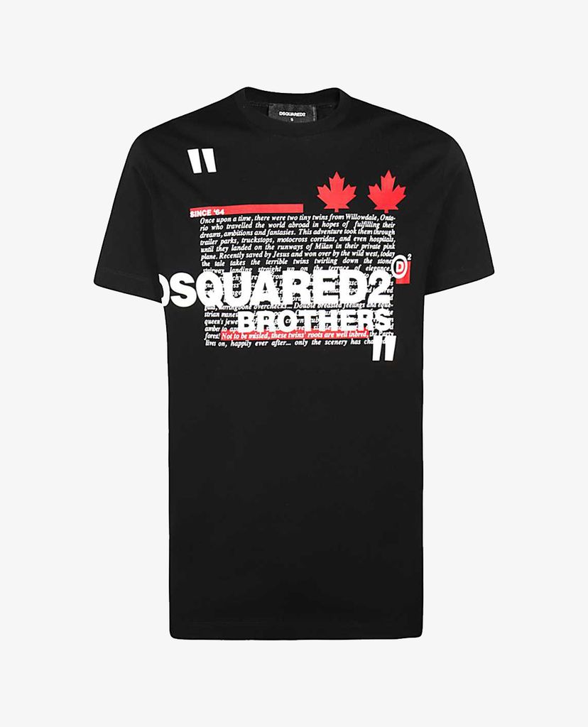 DSQUARED2 - Áo thun tay ngắn cổ tròn in logo trước ngực độc đáo
