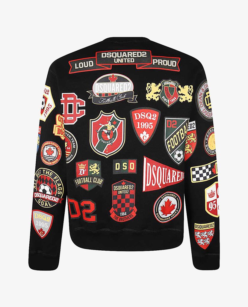 DSQUARED2 - Áo sweatshirt nam cổ tròn BLACK COLLEGE PATCH MAN