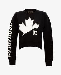 DSQUARED2 - Áo sweatshirt nữ cổ tròn tay dài D2 Leaf Asymmetric