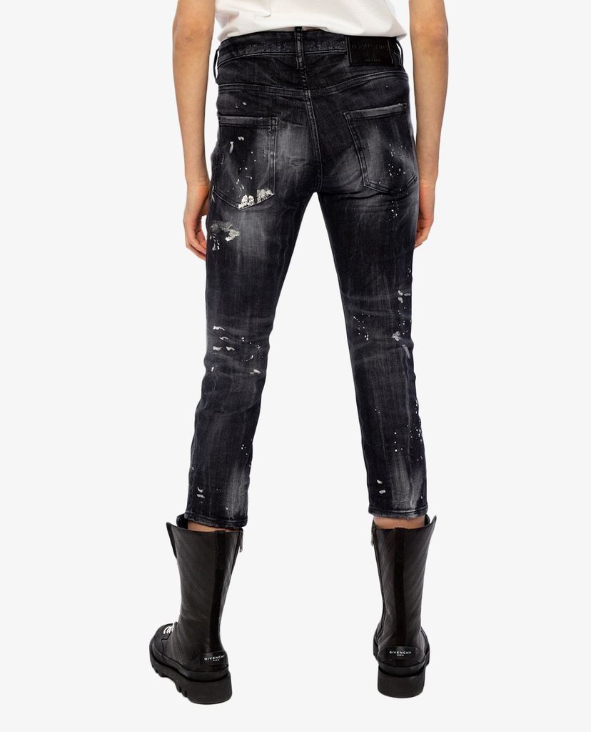 DSQUARED2 - Quần jeans nữ phom lửng rách gối Cool Girl Cropped