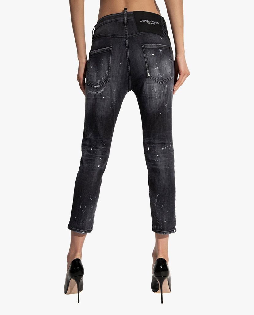 DSQUARED2 - Quần jeans nữ phom ôm wash bạc bụi bặm