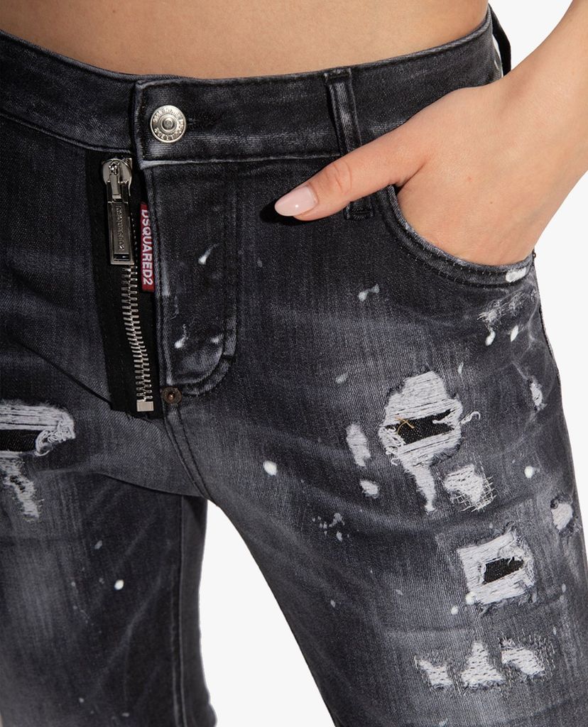 DSQUARED2 - Quần jeans nữ phom ôm wash bạc bụi bặm