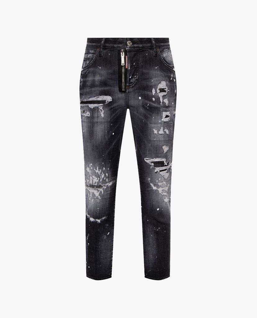 DSQUARED2 - Quần jeans nữ phom ôm wash bạc bụi bặm