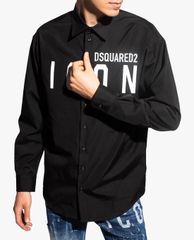 DSQUARED2 - Áo sơ mi nam phom suông tay dài Icon