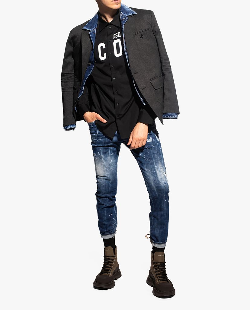 DSQUARED2 - Áo sơ mi nam phom suông tay dài Icon