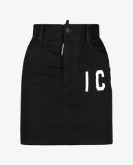 DSQUARED2 - Chân váy mini denim chữ A phối logo bên hông thời trang