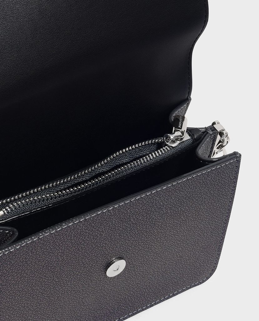 CHARLES & KEITH - Túi đeo chéo nữ chữ nhật phối chi tiết tua rua