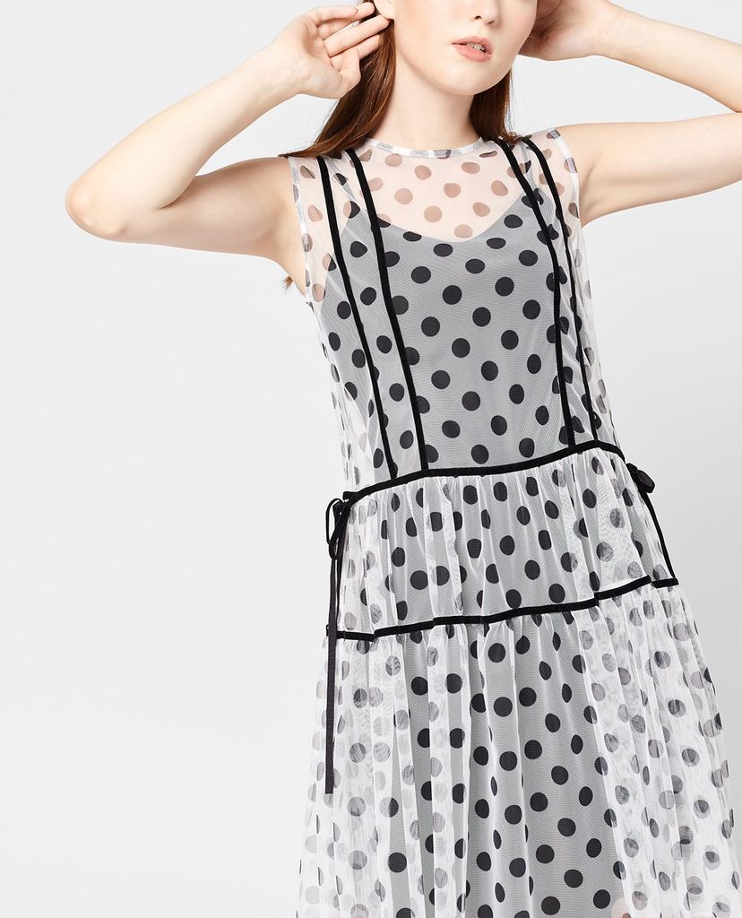 GIGI - Đầm mini sát nách cổ tròn xuyên thấu Tie Side