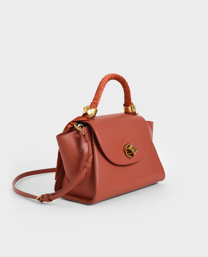 CHARLES & KEITH - Túi xách tay nữ chữ nhật Satin Pleated Scarf Trapeze