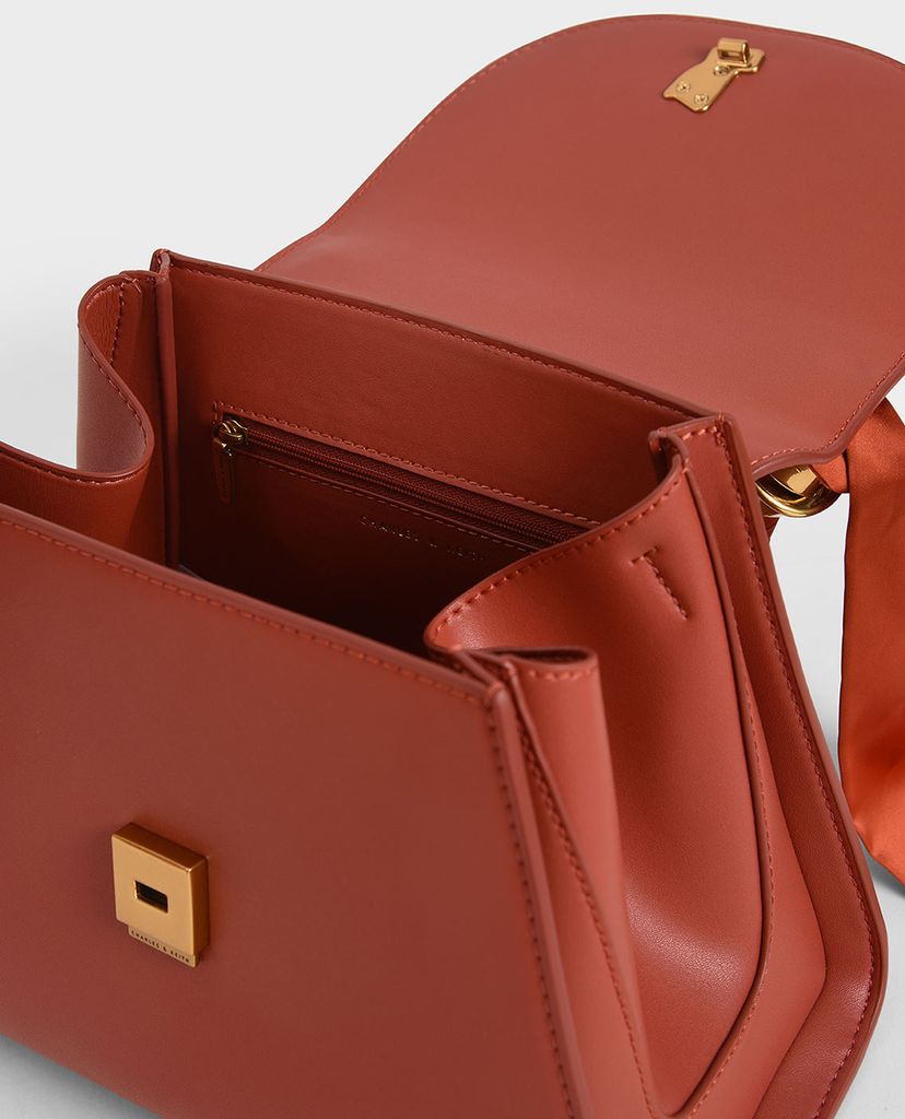 CHARLES & KEITH - Túi xách tay nữ chữ nhật Satin Pleated Scarf Trapeze