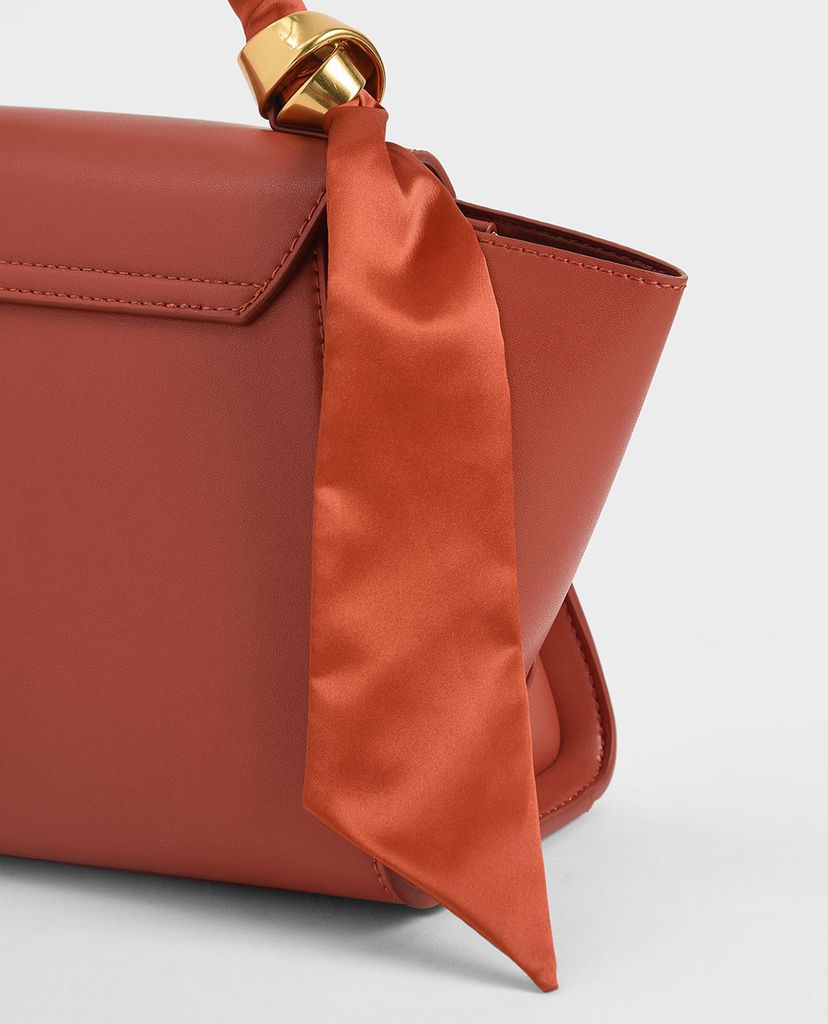 CHARLES & KEITH - Túi xách tay nữ chữ nhật Satin Pleated Scarf Trapeze