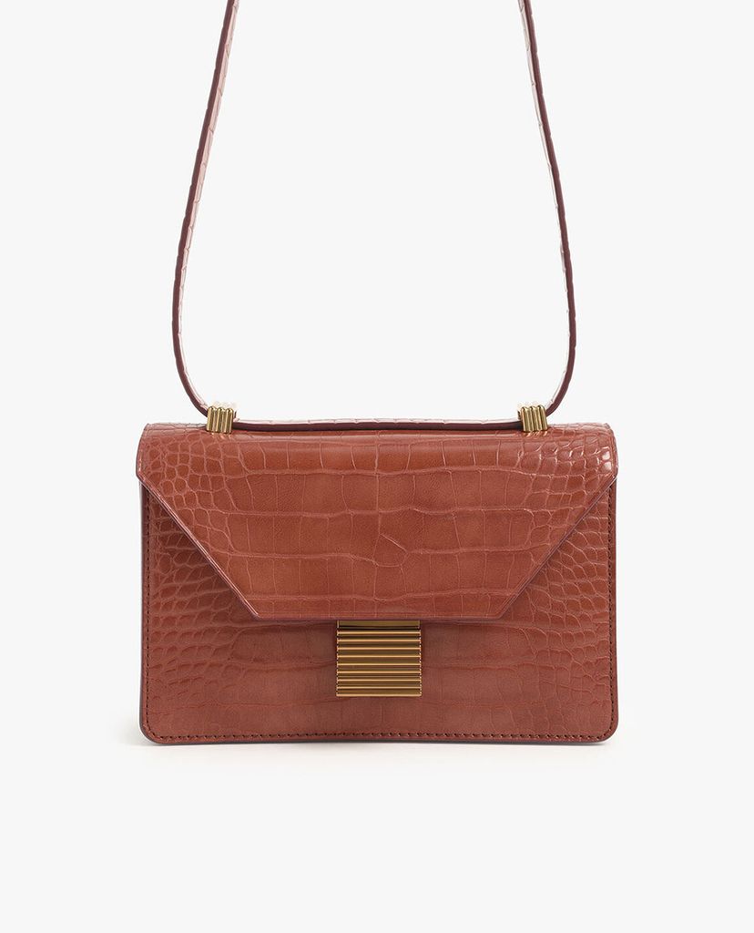 CHARLES & KEITH - Túi đeo chéo Croc Effect Push Lock Crossbody