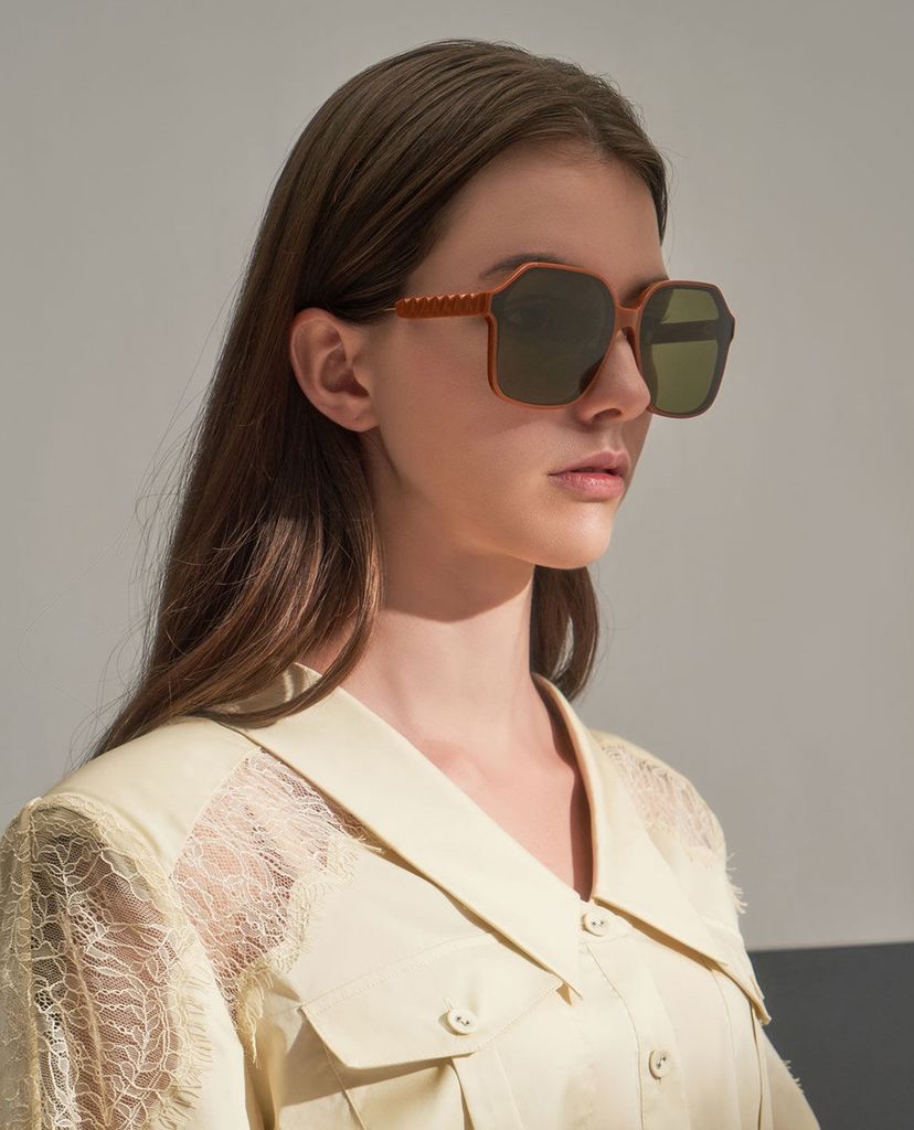 CHARLES & KEITH - Kính mát nữ gọng vuông Acetate Butterfly