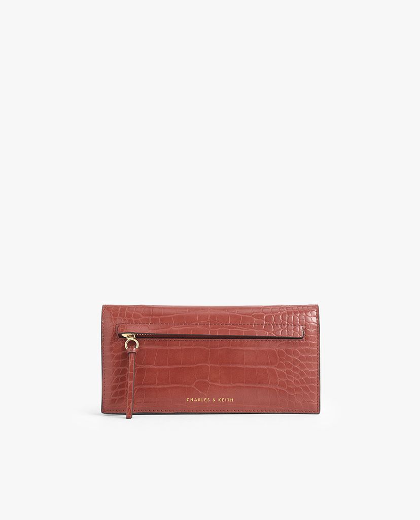 CHARLES & KEITH - Ví nữ dáng dài Black Mini Croc Effect