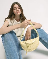 CHARLES & KEITH - Túi đeo vai yên ngựa có nếp nhăn hiệu ứng Nylon thời trang