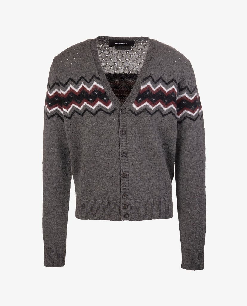 DSQUARED2 - Áo cardigan nam cổ V nút cài Buttons And Inlay