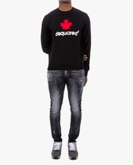 DSQUARED2 - Áo len nam cổ tròn tay dài Mini D2Leaf
