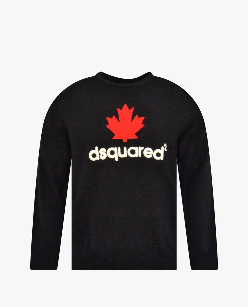 DSQUARED2 - Áo len nam cổ tròn tay dài Mini D2Leaf