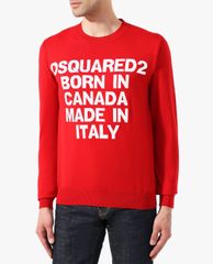 DSQUARED2 - Áo sweater nam cổ tròn tay dài phối chữ thời trang