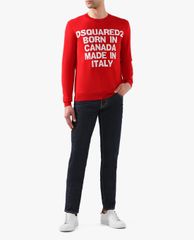 DSQUARED2 - Áo sweater nam cổ tròn tay dài phối chữ thời trang