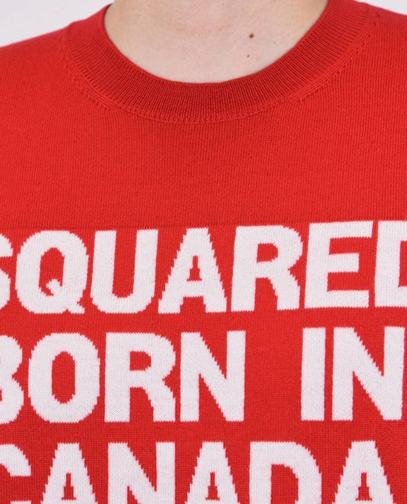 DSQUARED2 - Áo sweater nam cổ tròn tay dài phối chữ thời trang