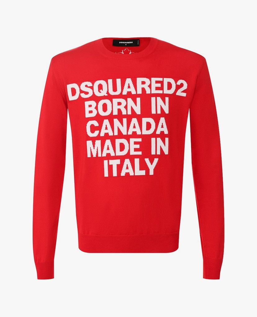 DSQUARED2 - Áo sweater nam cổ tròn tay dài phối chữ thời trang