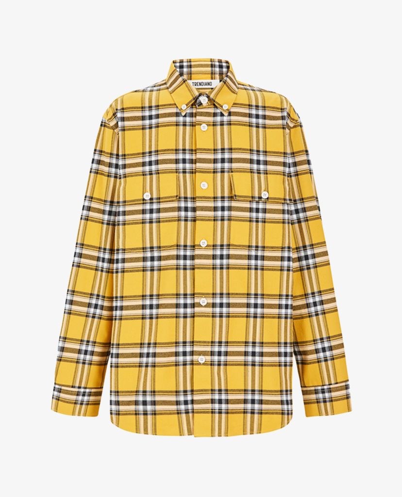 TRENDIANO - Áo sơ mi nam sọc caro phối túi Lapel