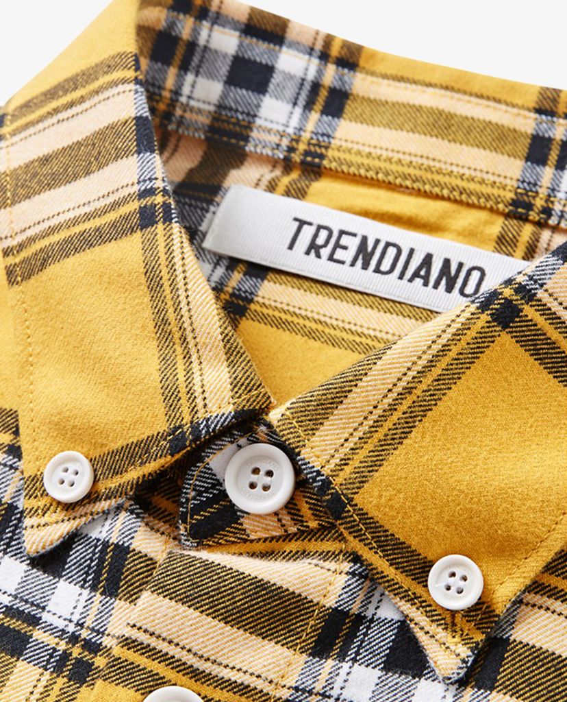 TRENDIANO - Áo sơ mi nam sọc caro phối túi Lapel