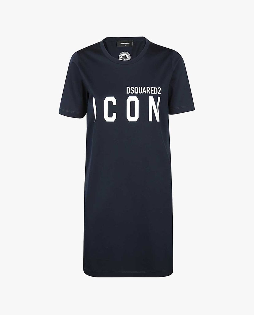 DSQUARED2 - Đầm mini cổ tròn ngắn tay dáng suông Icon