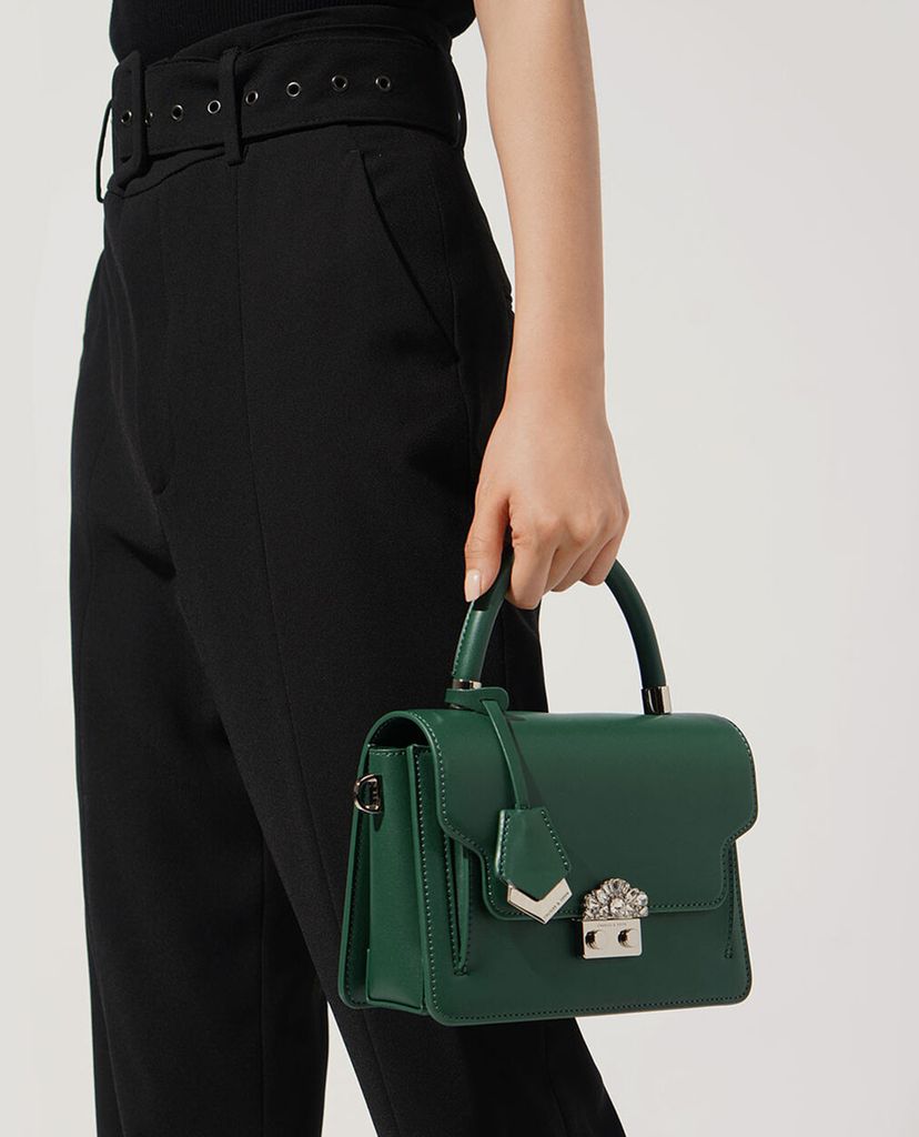 CHARLES & KEITH - Túi xách tay nữ chữ nhật Metal Buckle