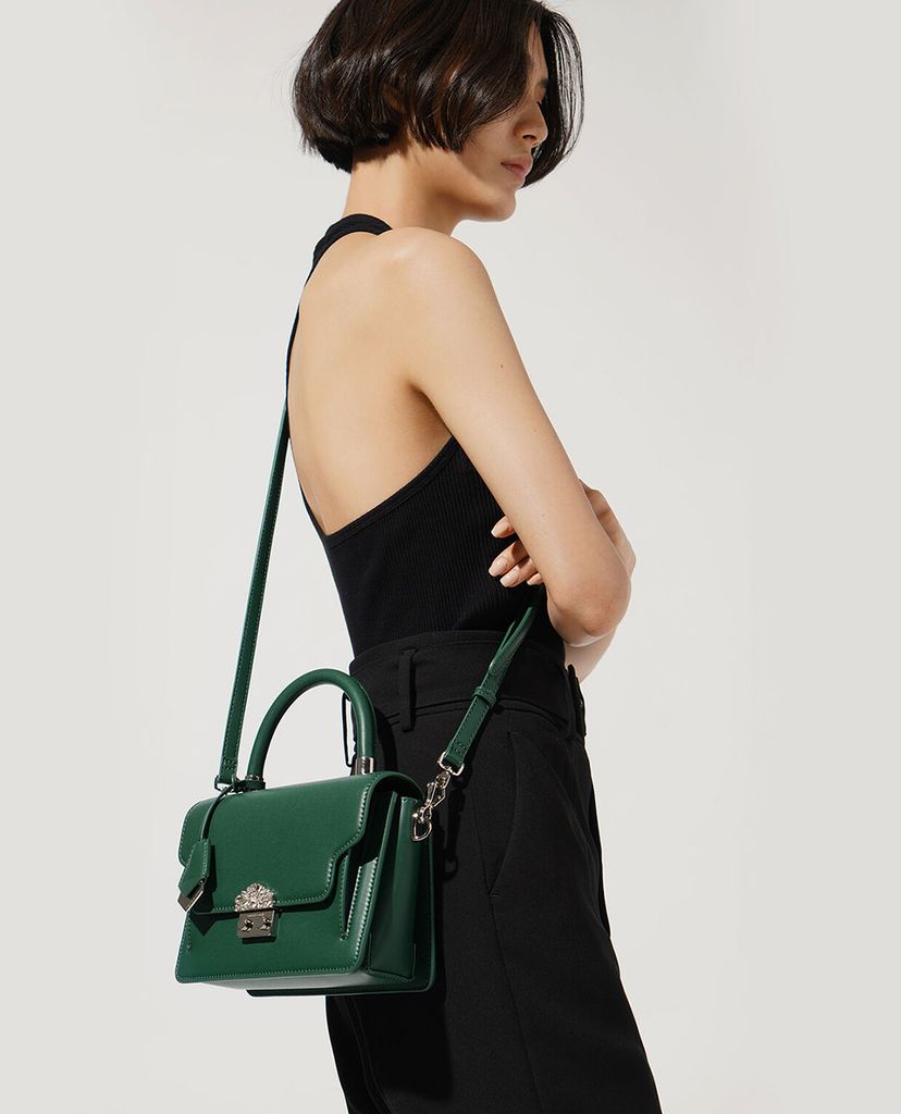 CHARLES & KEITH - Túi xách tay nữ chữ nhật Metal Buckle