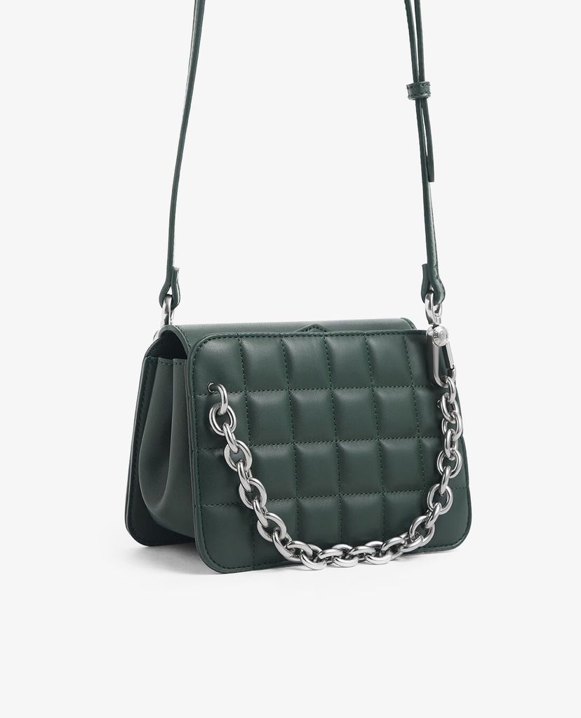 CHARLES & KEITH - Túi đeo vai Chunky Chain Strap Quilted
