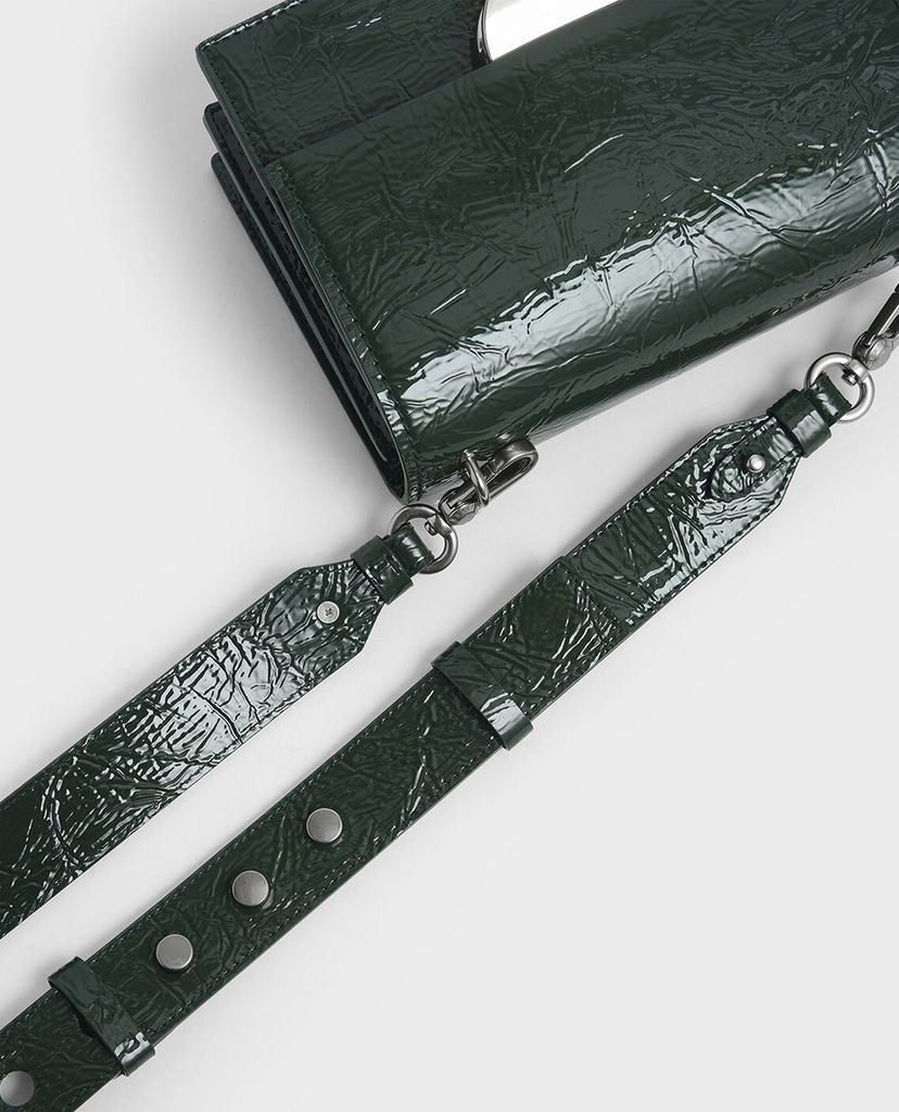 CHARLES & KEITH - Túi đeo chéo Round Metal Accent Wrinkled Effect