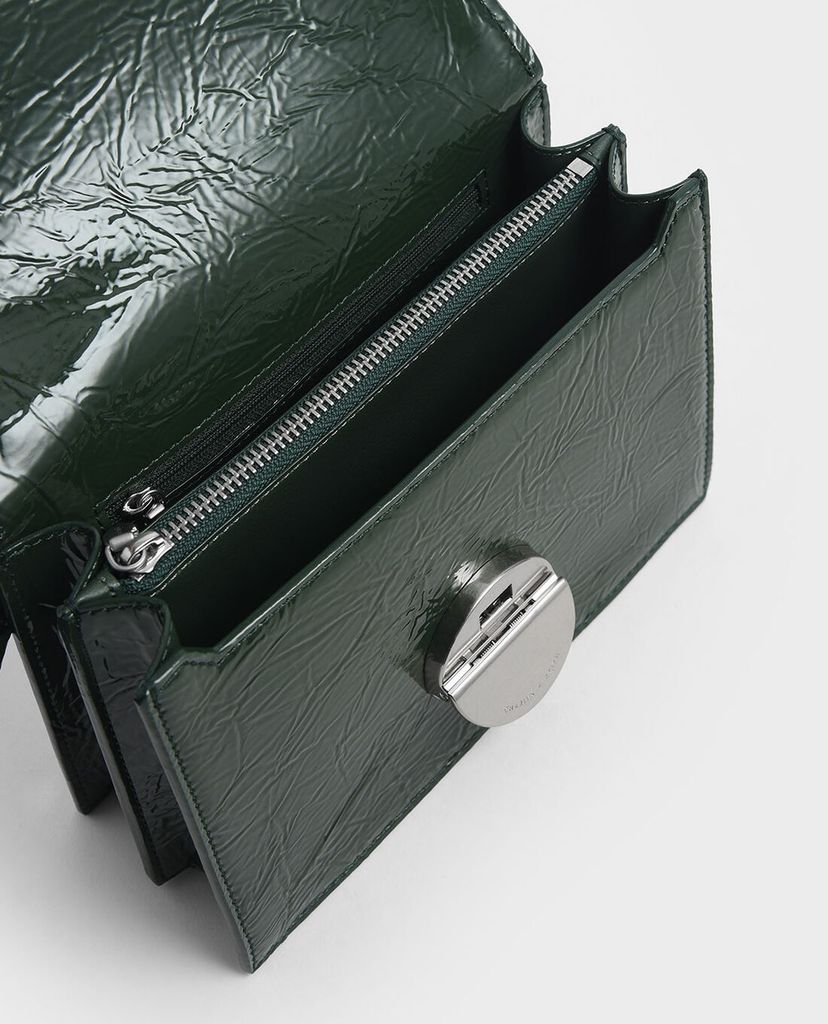 CHARLES & KEITH - Túi đeo chéo Round Metal Accent Wrinkled Effect
