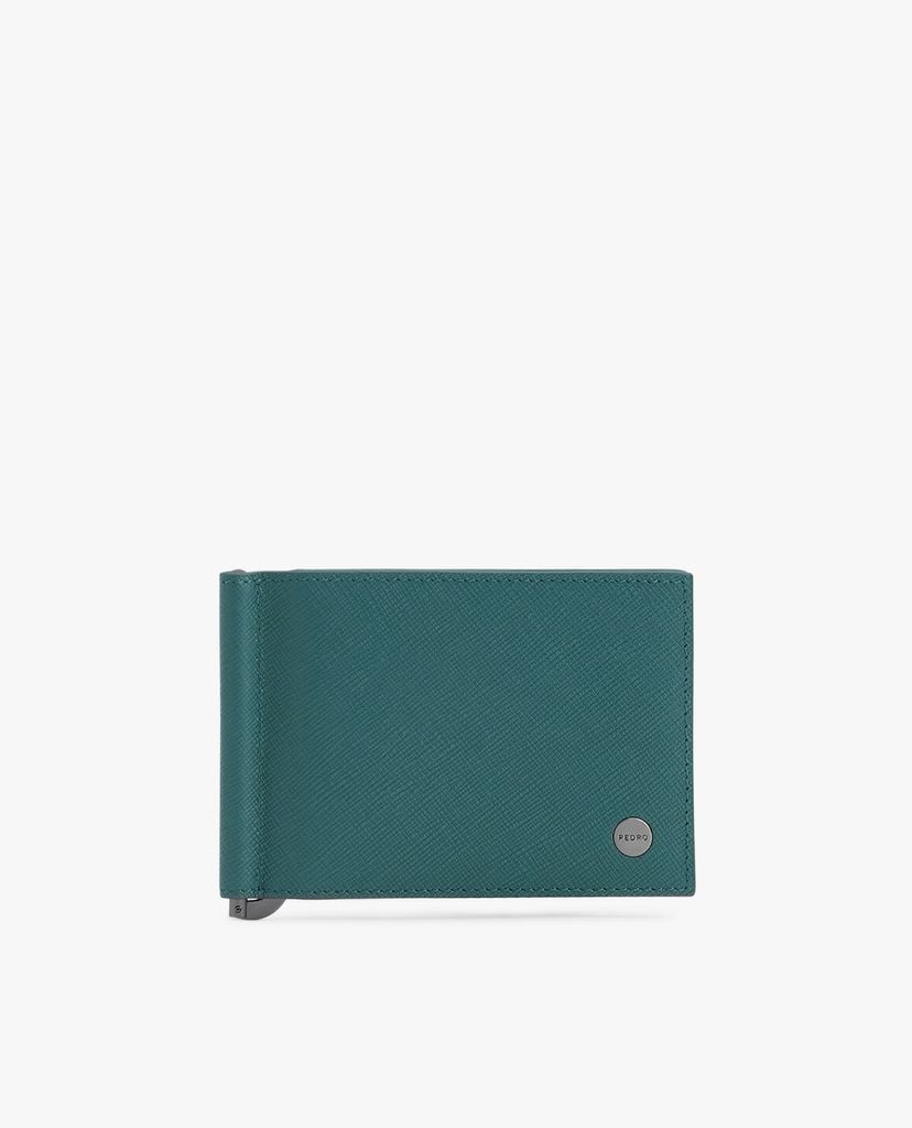 PEDRO - Ví nam đựng name card dạng gập phối kẹp tiền Leather Bi Fold