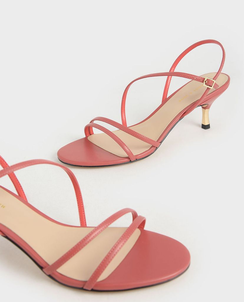 CHARLES & KEITH - Giày sandal cao gót Strappy Metallic