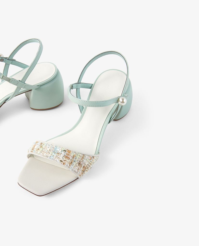 CHARLES & KEITH - Giày sandal cao gót hở mũi quai ngang thời trang