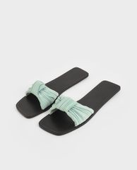 CHARLES & KEITH - Dép nữ quai ngang xếp nếp thời trang