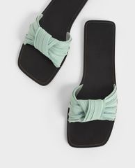 CHARLES & KEITH - Dép nữ quai ngang xếp nếp thời trang