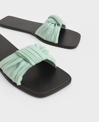 CHARLES & KEITH - Dép nữ quai ngang xếp nếp thời trang