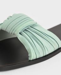 CHARLES & KEITH - Dép nữ quai ngang xếp nếp thời trang