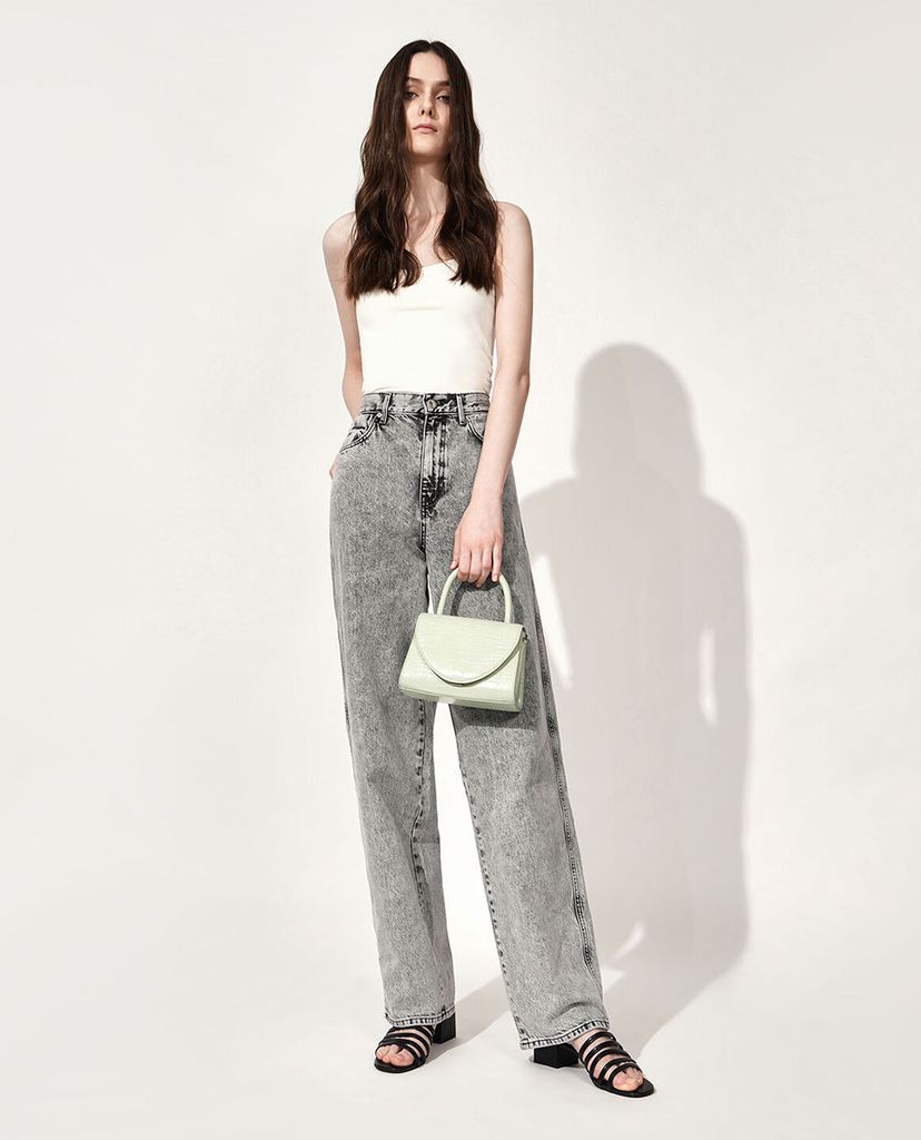 CHARLES & KEITH - Túi xách tay nữ nắp gập Structured