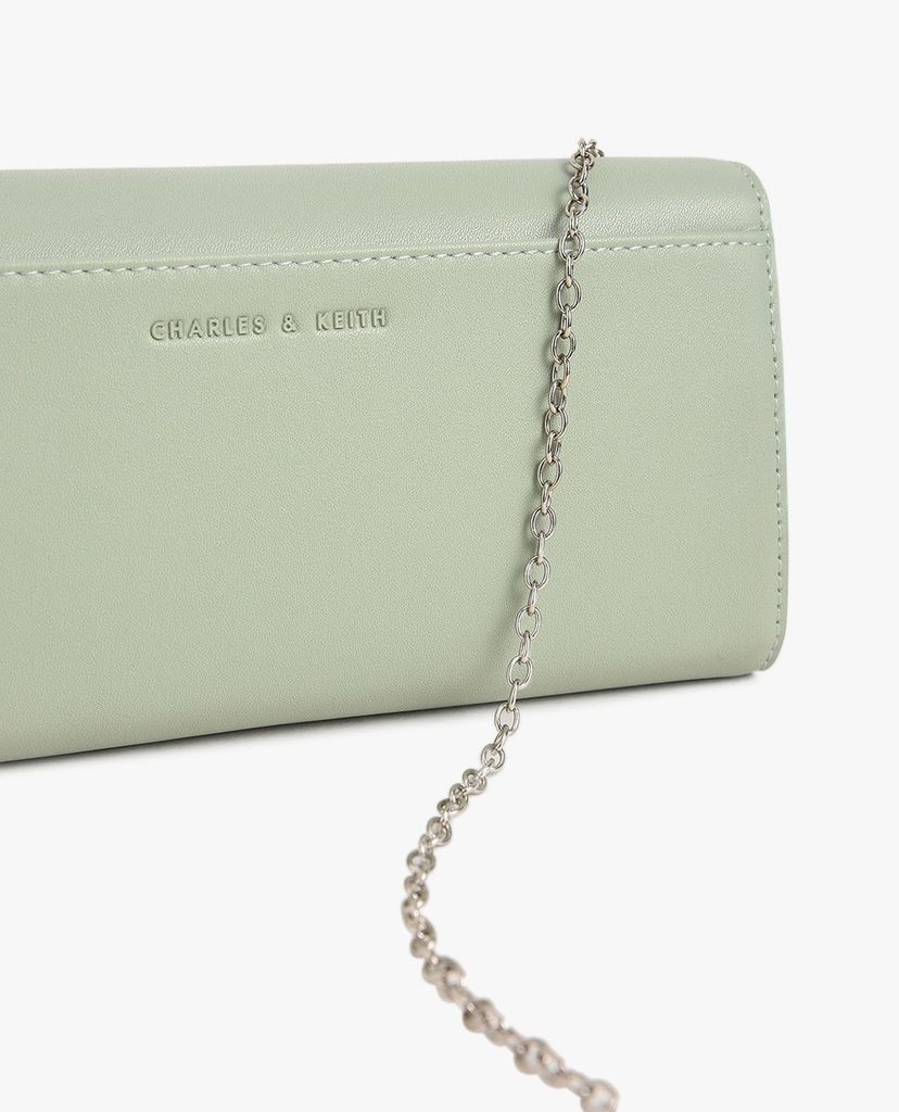 CHARLES & KEITH - Ví cầm tay nữ nắp gập dáng dài Stone Embellished