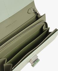 CHARLES & KEITH - Ví cầm tay nữ nắp gập dáng dài Stone Embellished