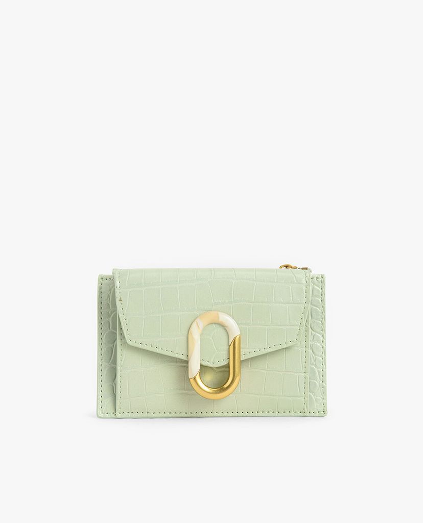 CHARLES & KEITH - Ví đựng name card nữ Croc Effect Stone Embellished
