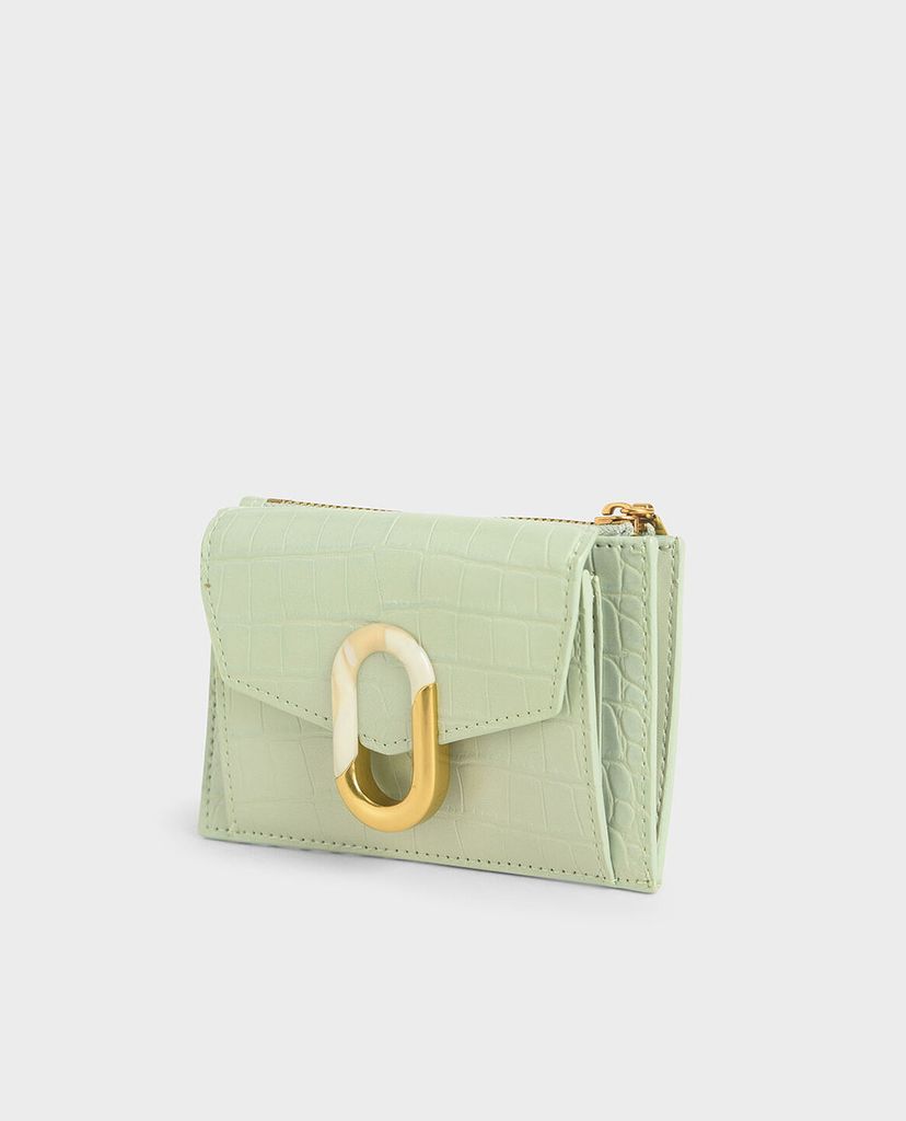 CHARLES & KEITH - Ví đựng name card nữ Croc Effect Stone Embellished