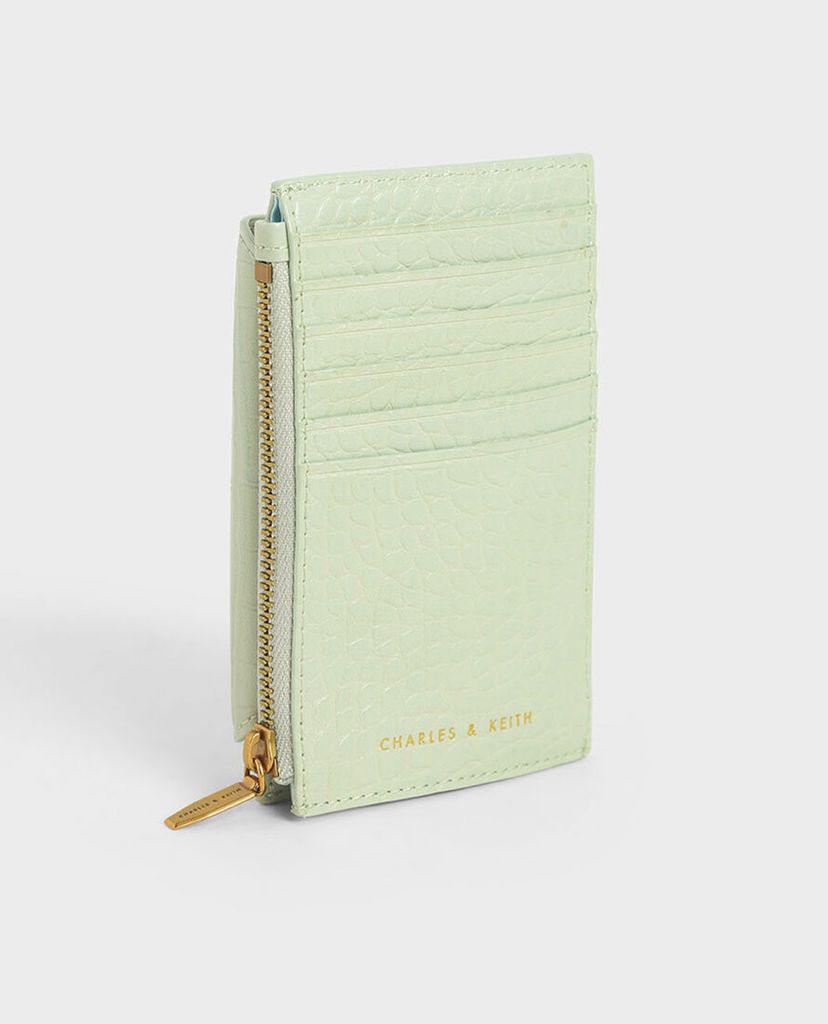 CHARLES & KEITH - Ví đựng name card nữ Croc Effect Stone Embellished