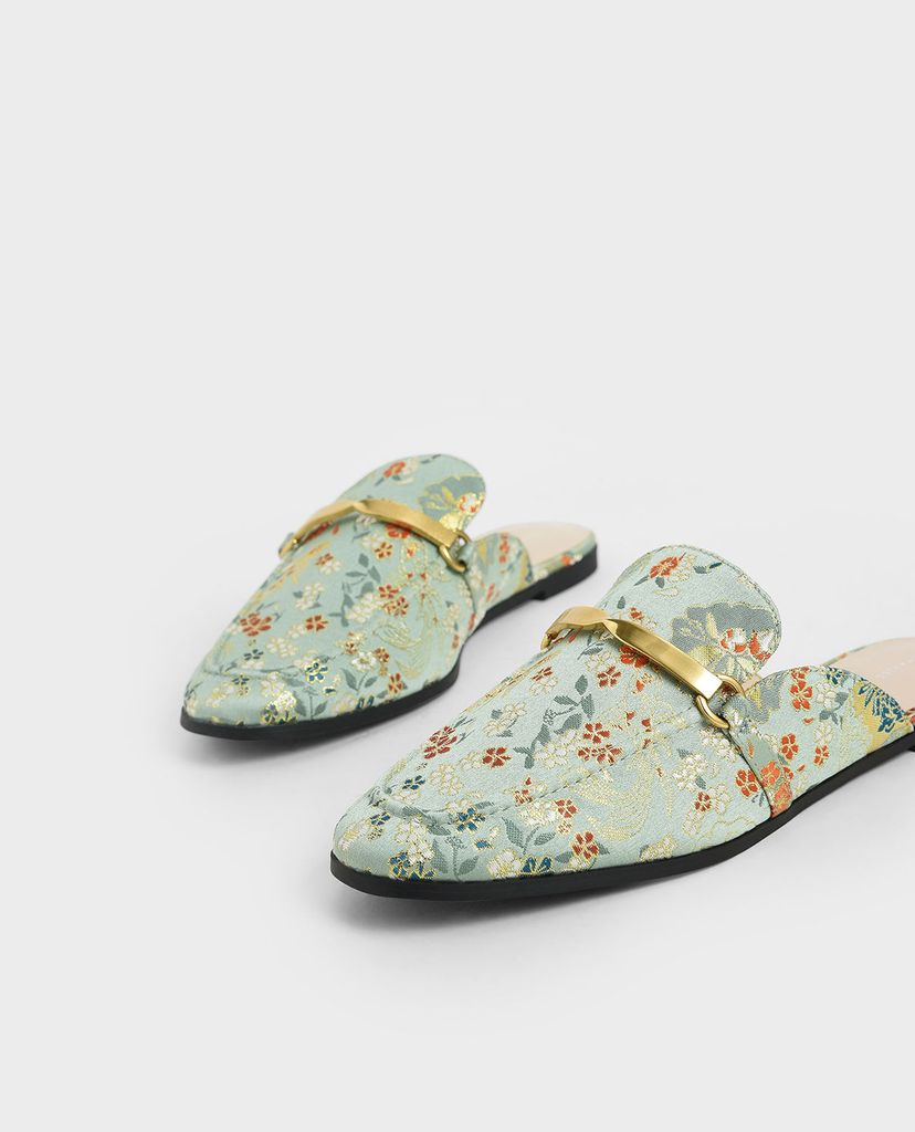 CHARLES & KEITH - Giày mules nữ mũi nhọn Metal Accent
