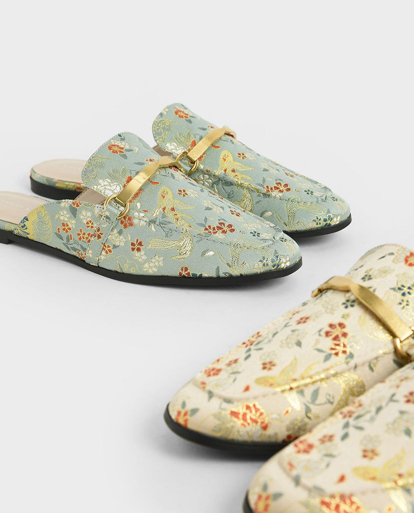 CHARLES & KEITH - Giày mules nữ mũi nhọn Metal Accent